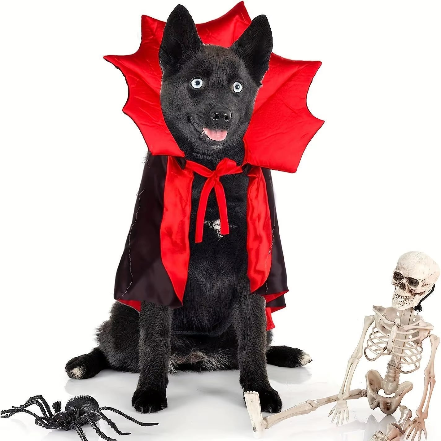Halloween Vampire Cloak Pet Costume – Nylon Cape with Strap Closure for Small & Medium Dogs and Cats