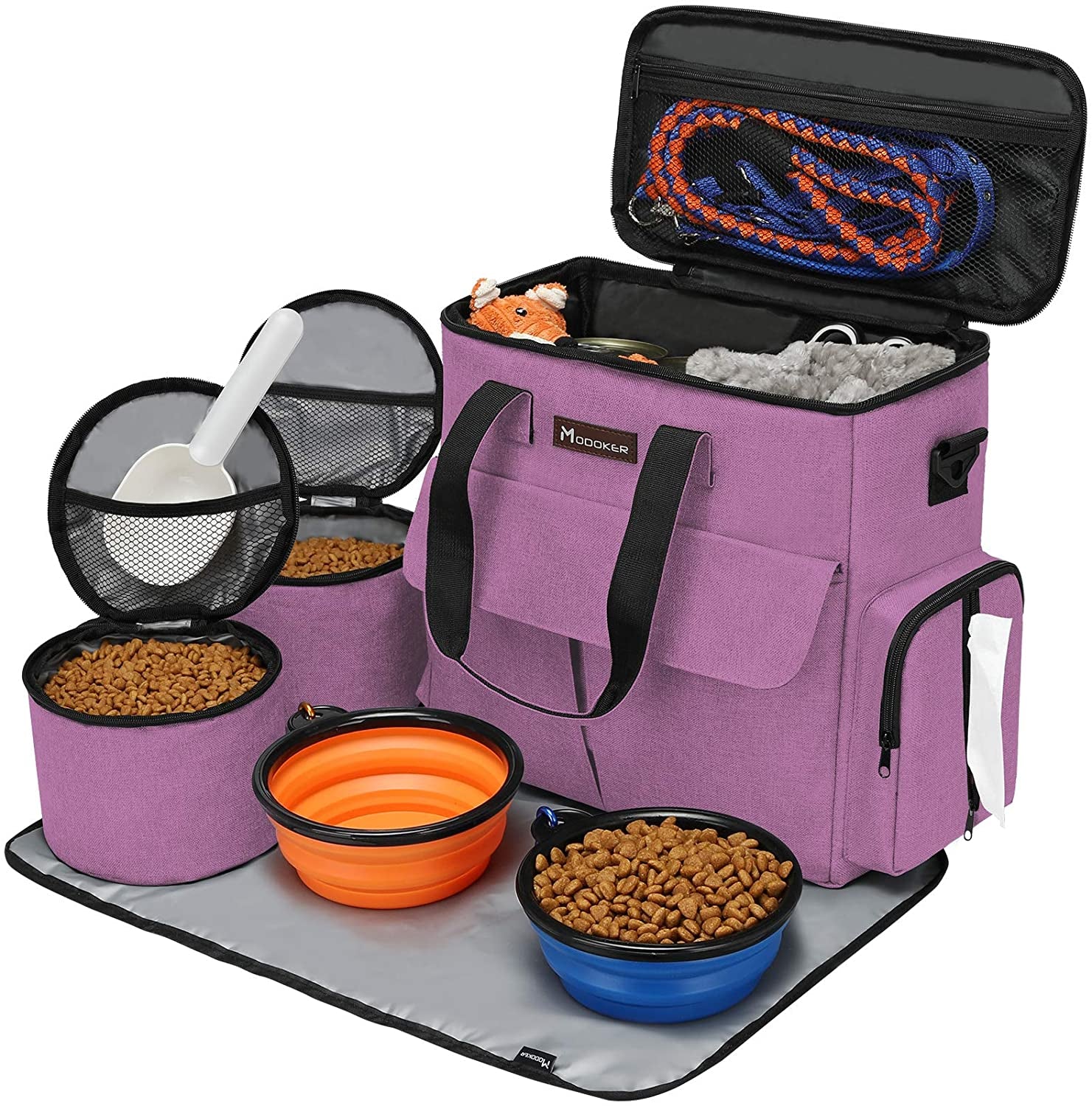 Airline-Approved Dog & Cat Travel Bag Set ✈️ – Weekend Pet Organizer with Bowls, Food Containers & Feeding Mat