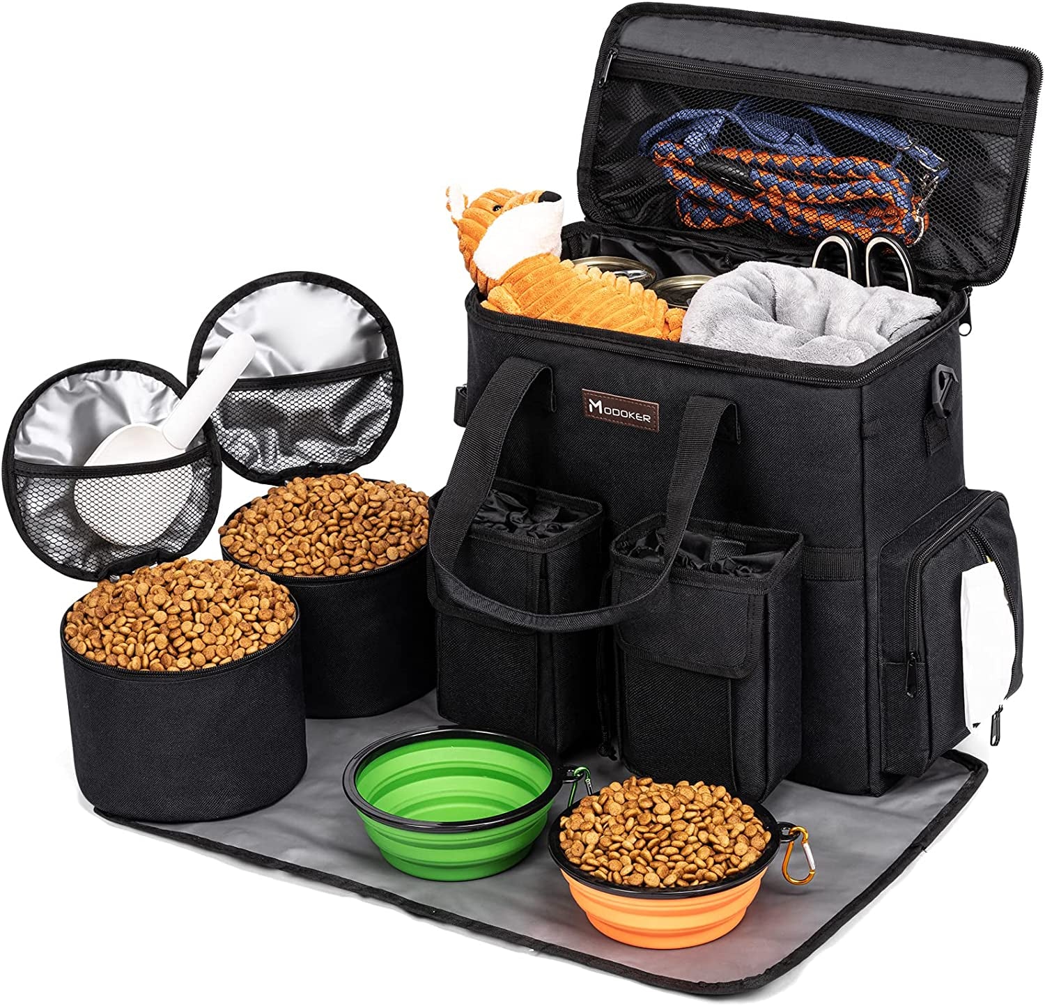 Airline-Approved Dog & Cat Travel Bag Set ✈️ – Weekend Pet Organizer with Bowls, Food Containers & Feeding Mat