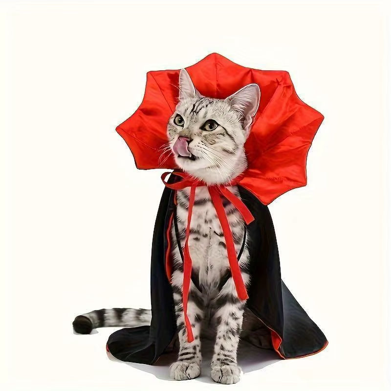 Halloween Vampire Cloak Pet Costume – Nylon Cape with Strap Closure for Small & Medium Dogs and Cats