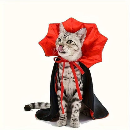 Halloween Vampire Cloak Pet Costume – Nylon Cape with Strap Closure for Small & Medium Dogs and Cats
