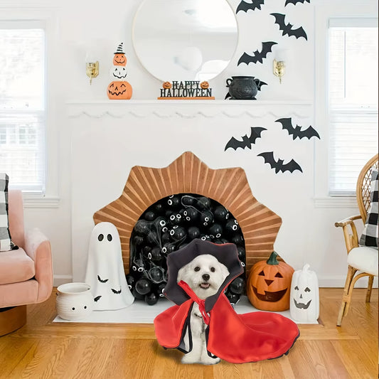 Halloween Vampire Cloak Pet Costume – Nylon Cape with Strap Closure for Small & Medium Dogs and Cats