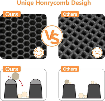 Cat Litter Trap Mat – Waterproof, Easy Clean, Double Layer Honeycomb (23x17”, Black)