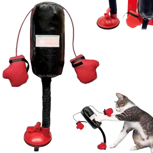 Funny Cartoon Cat Punching Bag Toy – Interactive Indoor Boxing Toy for Bored Cats | Hilarious Pet Toy for Active Indoor Kittens & Adult Cats