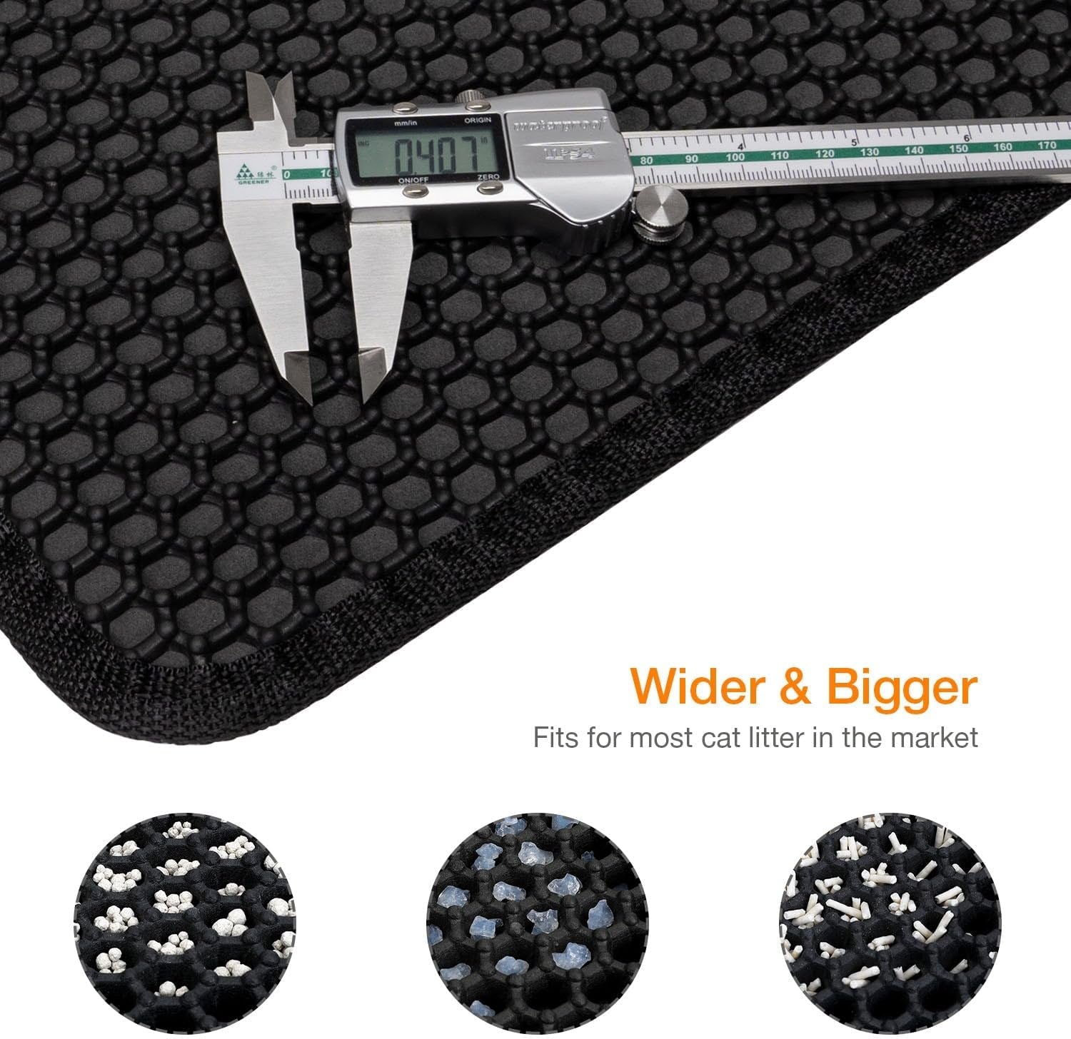 Cat Litter Trap Mat – Waterproof, Easy Clean, Double Layer Honeycomb (23x17”, Black)