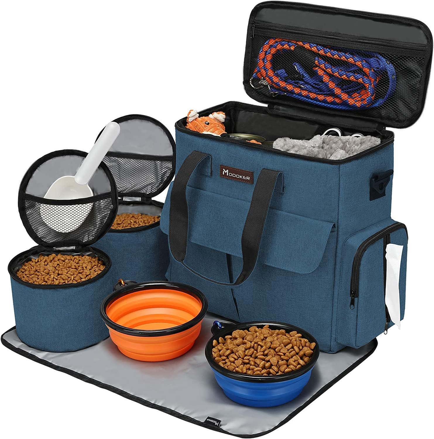 Airline-Approved Dog & Cat Travel Bag Set ✈️ – Weekend Pet Organizer with Bowls, Food Containers & Feeding Mat