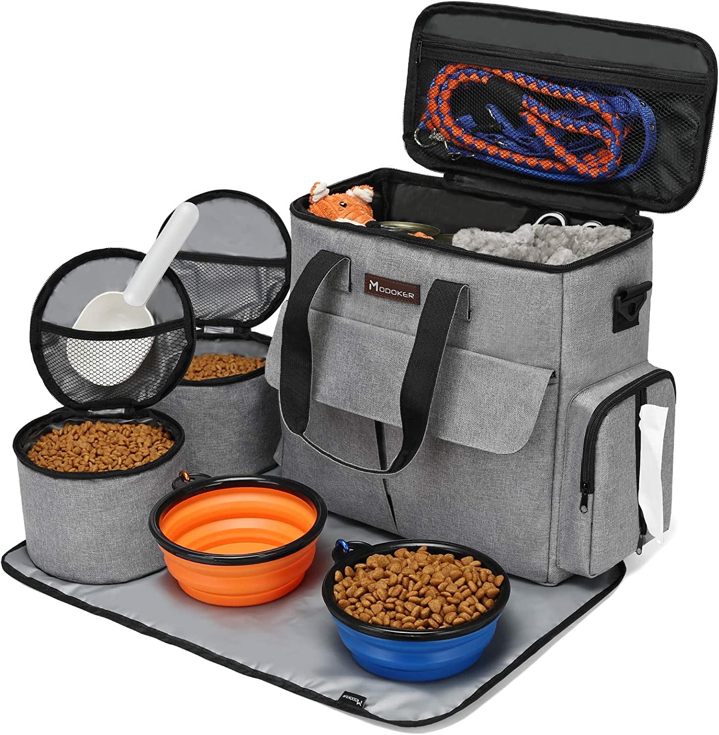 Airline-Approved Dog & Cat Travel Bag Set ✈️ – Weekend Pet Organizer with Bowls, Food Containers & Feeding Mat