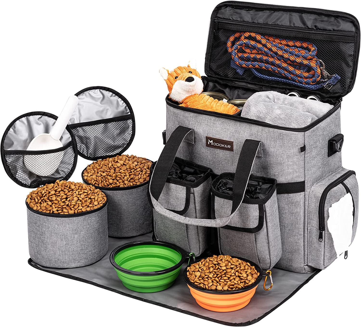Airline-Approved Dog & Cat Travel Bag Set ✈️ – Weekend Pet Organizer with Bowls, Food Containers & Feeding Mat