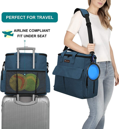 Airline-Approved Dog & Cat Travel Bag Set ✈️ – Weekend Pet Organizer with Bowls, Food Containers & Feeding Mat
