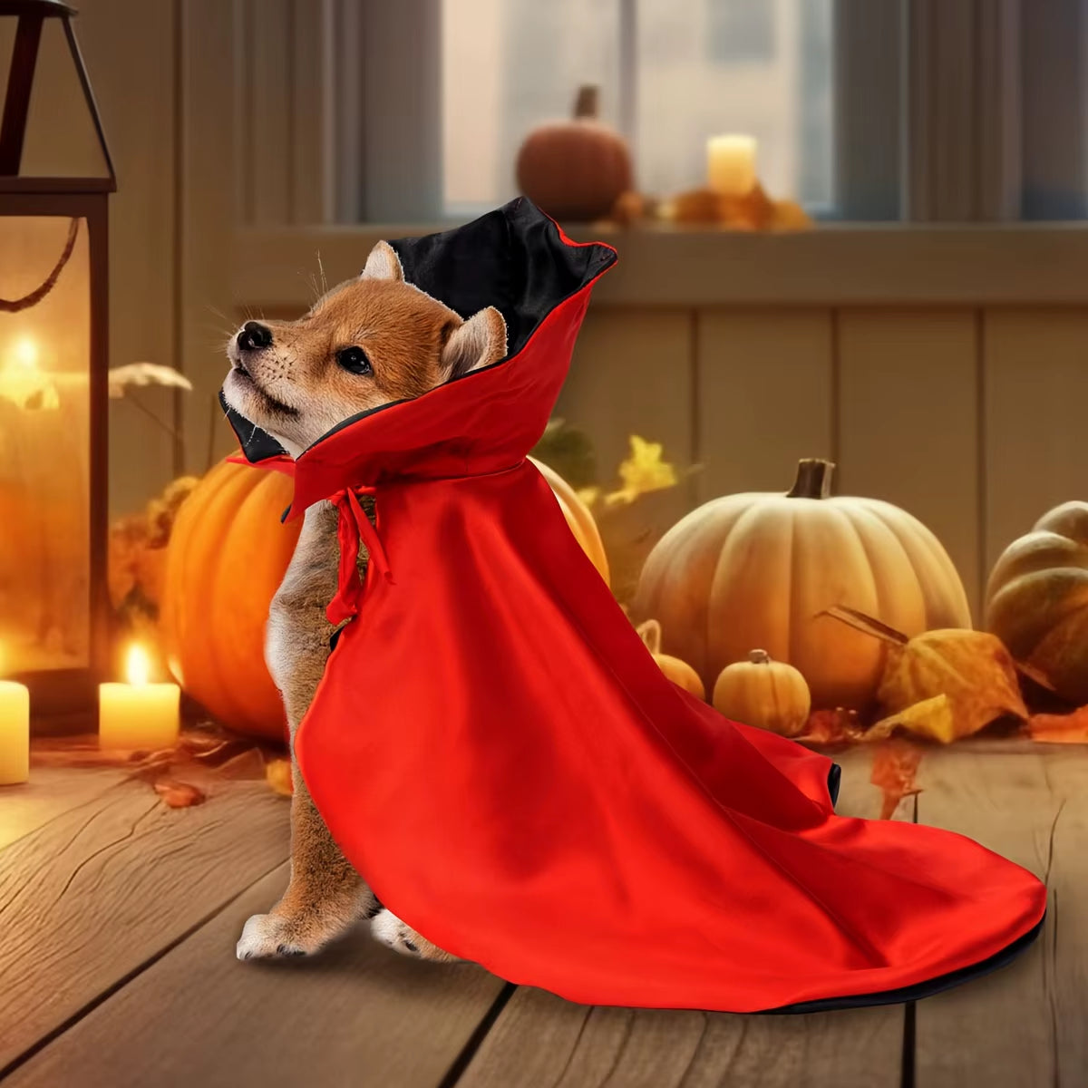Halloween Vampire Cloak Pet Costume – Nylon Cape with Strap Closure for Small & Medium Dogs and Cats