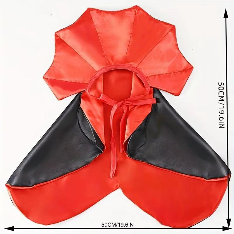 Halloween Vampire Cloak Pet Costume – Nylon Cape with Strap Closure for Small & Medium Dogs and Cats