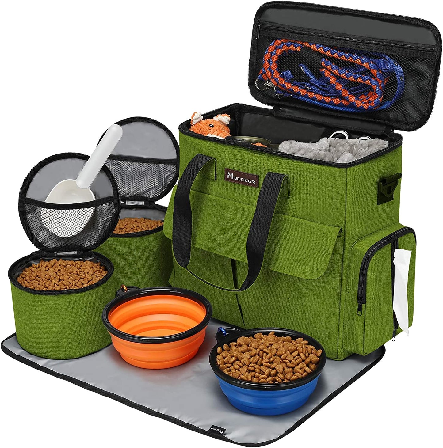 Airline-Approved Dog & Cat Travel Bag Set ✈️ – Weekend Pet Organizer with Bowls, Food Containers & Feeding Mat