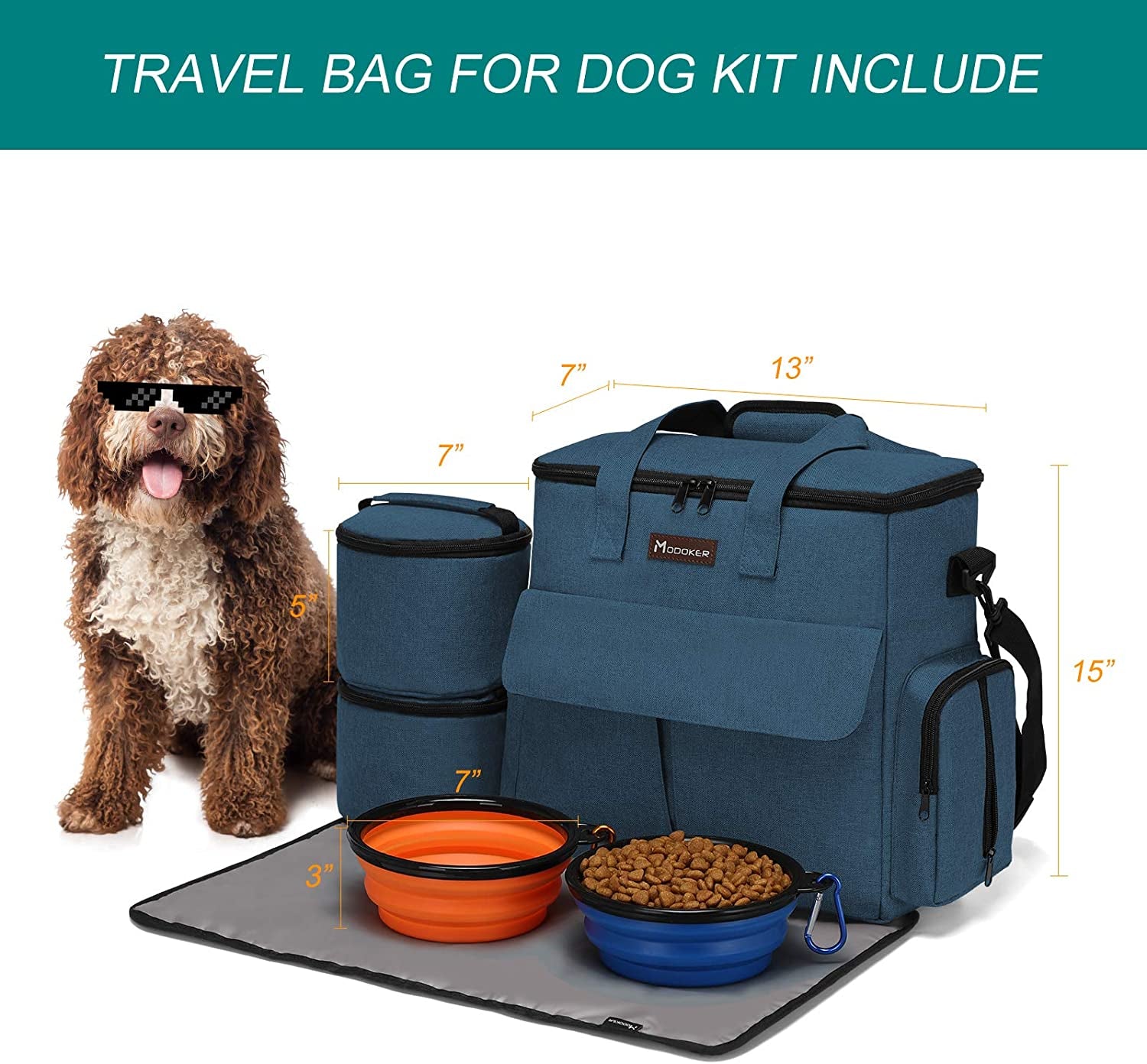 Airline-Approved Dog & Cat Travel Bag Set ✈️ – Weekend Pet Organizer with Bowls, Food Containers & Feeding Mat